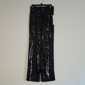 Good American Black Sequin Straight Leg Pants